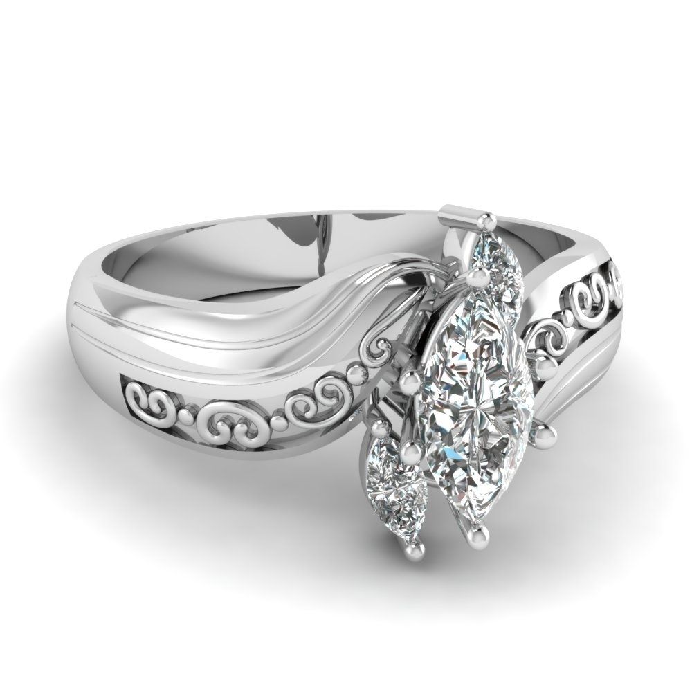 Featured Photo of Marquise And Princess Cut Composite Diamond Six Stone Anniversary Bands