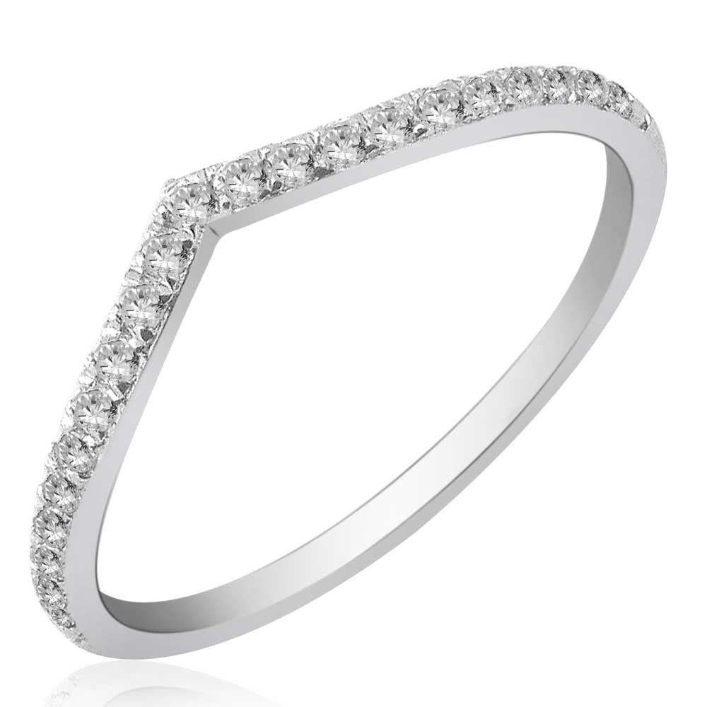 9ct White Gold 0.15ct Diamond Wishbone Half Eternity Ring 9267r015 Wg Intended For Most Recently Released Classic Wishbone Rings (Gallery 13 of 25)