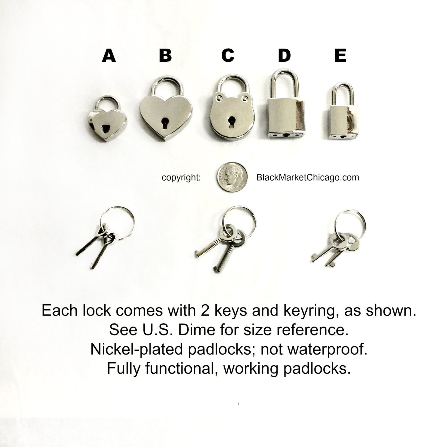 Bdsm Padlocks & Keys For Lockable Collars Large And Small Heart Shaped,  Square, Round Functional Nickel Plated Silver And Gunmetal Black Within 2017 Heart Shaped Padlock Rings (Gallery 21 of 25)