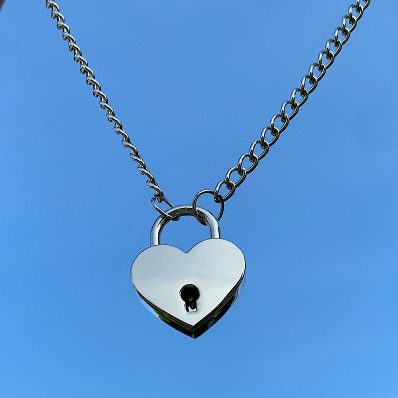 Heart Shaped Padlock Chain Necklace. Keys Will Come – Depop Pertaining To Recent Heart Shaped Padlock Rings (Gallery 7 of 25)