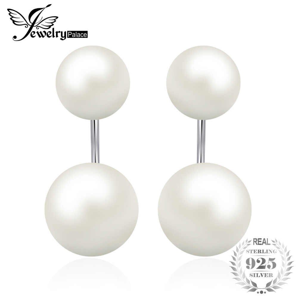 Jewelrypalace 6 8mm Freshwater Cultured Pearl Button Ball Dangle Front And  Back Earrings 925 Sterling Silver For Most Current Dangling Freshwater Cultured Pearl Rings (Gallery 8 of 25)