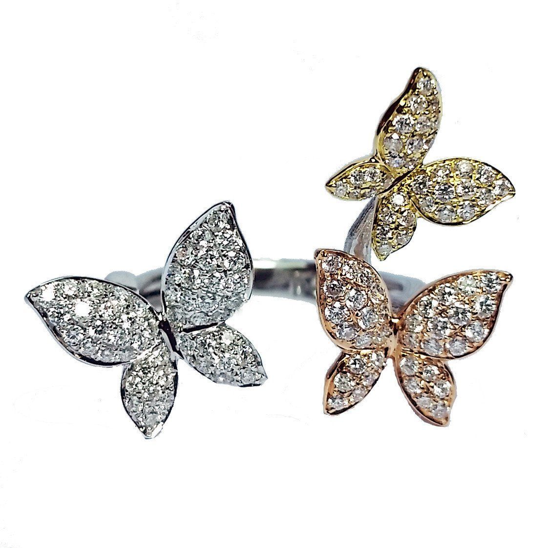 Tricolor Open Diamond Butterfly Ring | Jewelry I Like | Butterfly Intended For Best And Newest Butterfly Open Rings (Gallery 4 of 25)