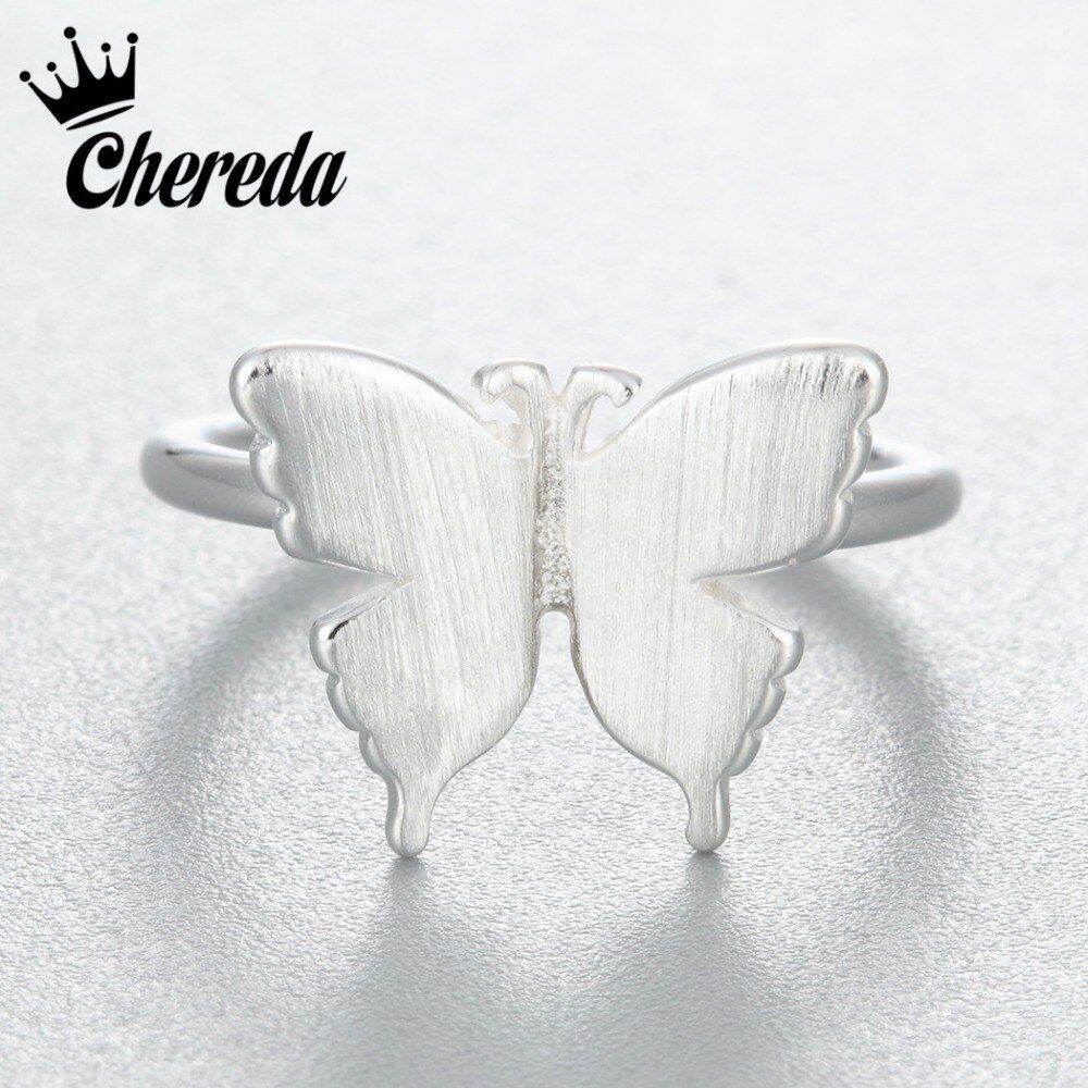 Us $1.38 49% Off|chereda Silver Beautiful Butterfly Open Adjustable Mid  Finger Pinkie Ring Women Gift In Rings From Jewelry & Accessories On Pertaining To Current Butterfly Open Rings (Gallery 18 of 25)