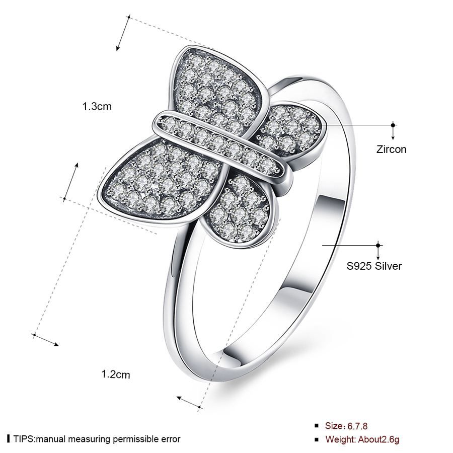 Us $9.34 45% Off|aliexpress : Buy Wybeads 925 Sterling Silver Sparkling  Butterfly Rings Pave Clear Cz Finger Ring For Women Female Anniversary With Regard To Recent Sparkling Butterfly Rings (Gallery 2 of 25)