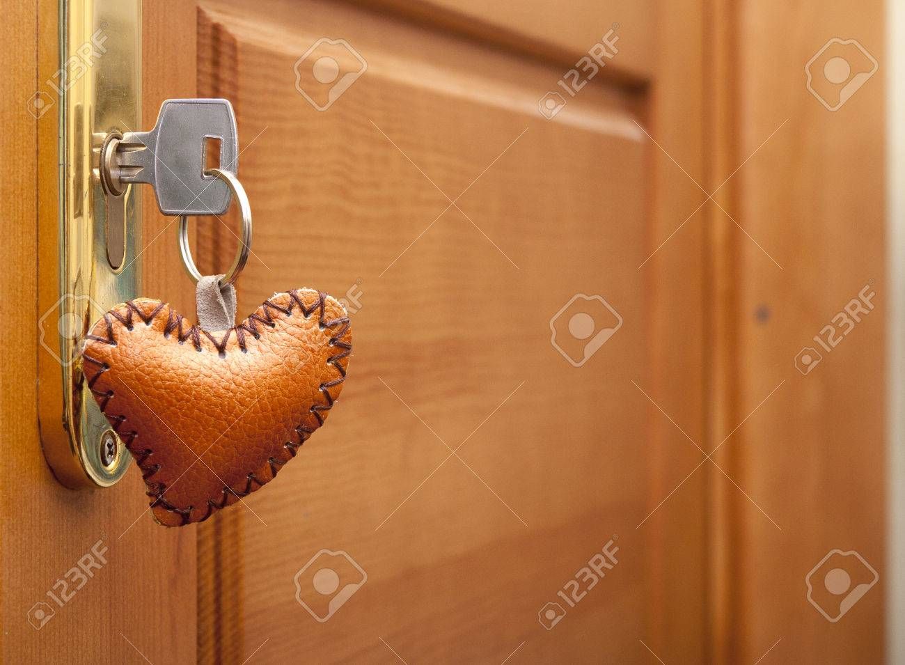 Wooden Door Lock With A Heart Shaped Key Ring With Regard To Most Current Heart Shaped Padlock Rings (Gallery 24 of 25)