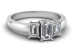 3 Stone Emerald Cut Diamond Engagement Rings