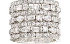 Baguette and Round Diamond Alternating Multi-row Anniversary Bands in White Gold