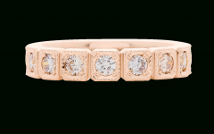Champagne and White Diamond Edge Anniversary Bands in Rose Gold