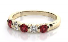 Lab-created Ruby Five Stone Anniversary Bands