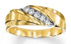 Men's Yellow Gold Wedding Bands with Diamonds