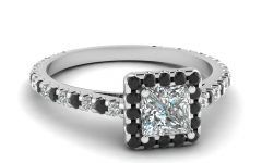 Black and White Princess Cut Diamond Engagement Rings