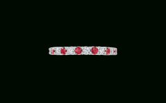 Prong-set Round Brilliant Ruby and Diamond Wedding Bands