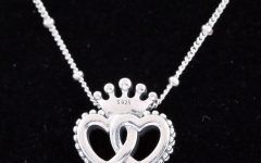 Crown & Interwined Hearts Pendant Necklaces