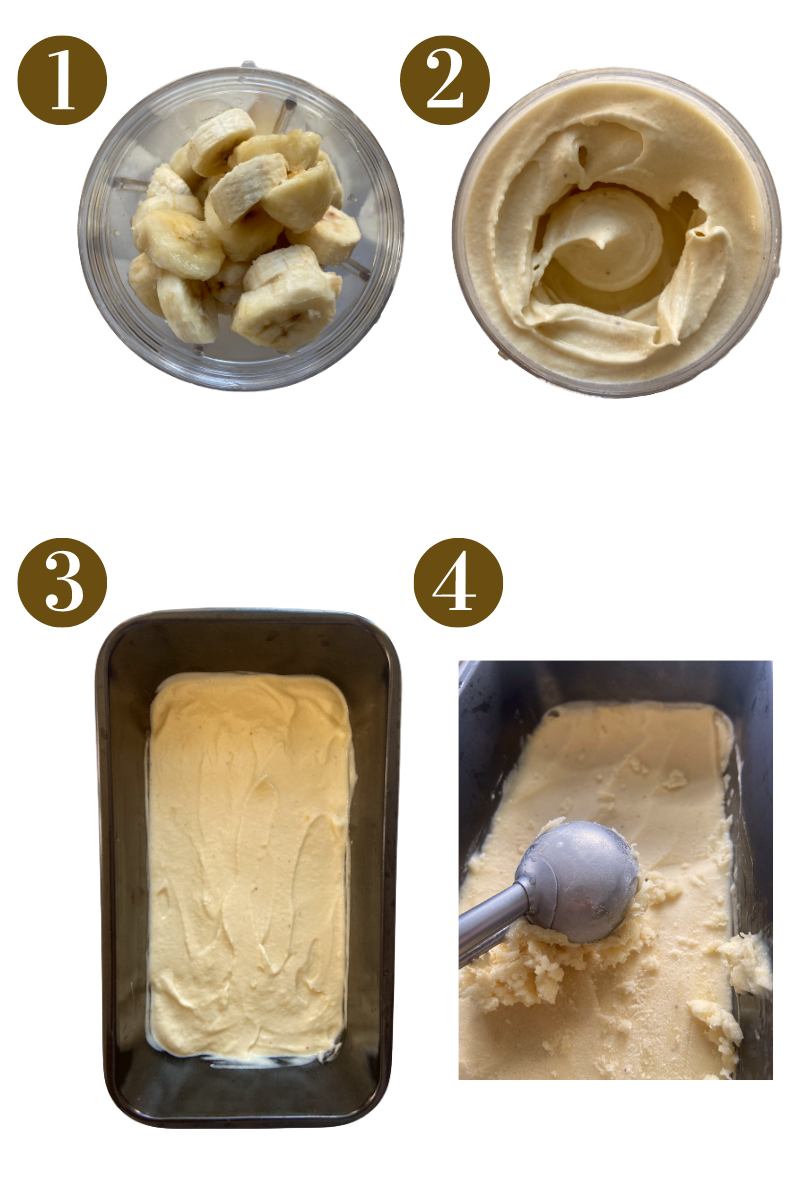 Steps to make mango banana nice cream. Specifics provided in recipe card.