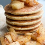 Cinnamon apple pancakes topped with cinnamon apples