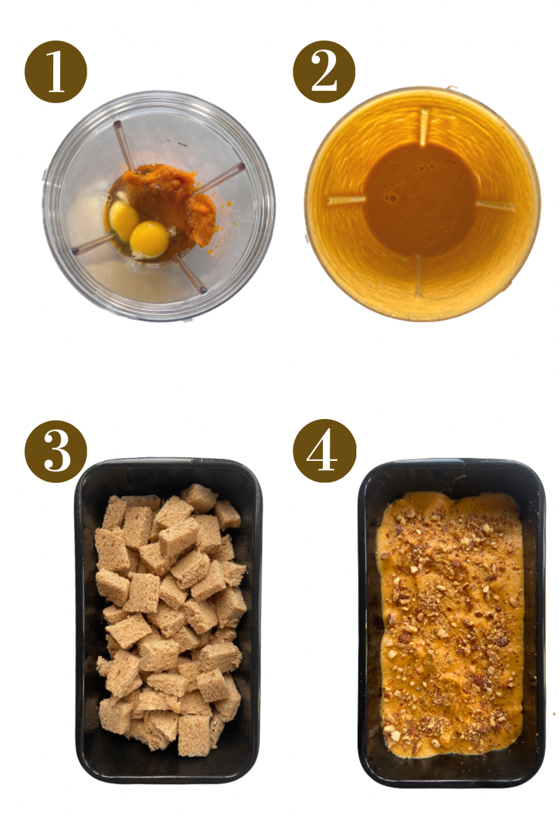 Steps to create pumpkin French toast bake. See recipe card for detailed instructions.