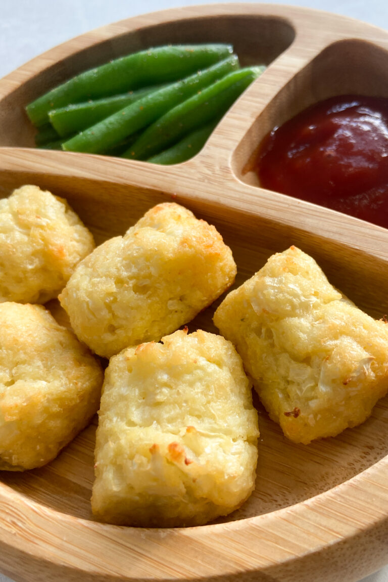 Cauliflower tots served with green beans