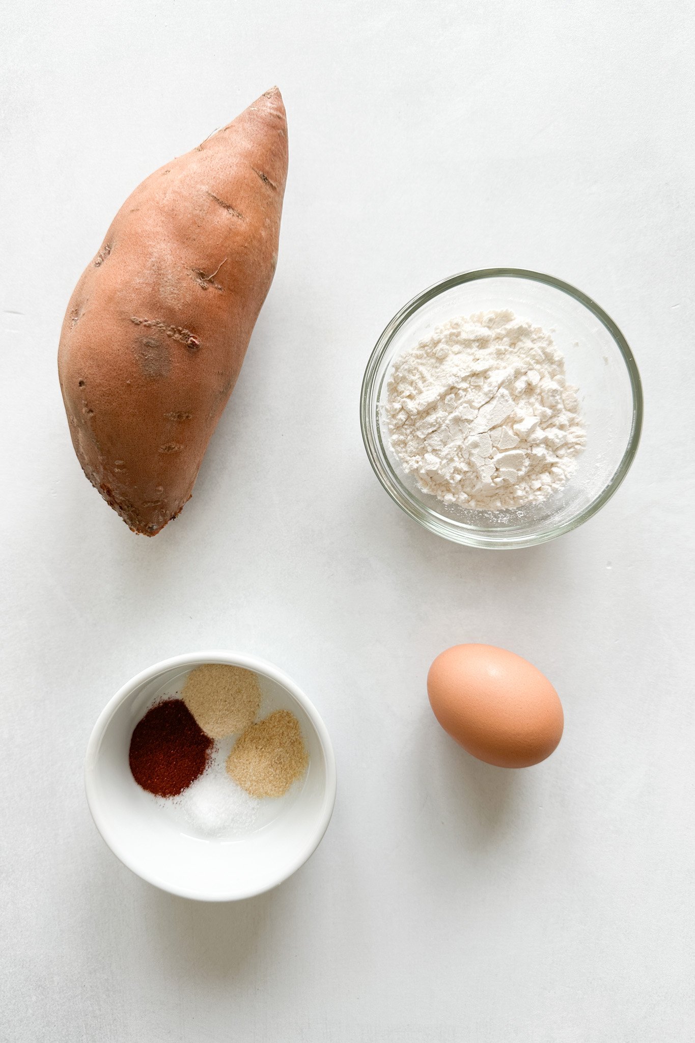 Ingredients to make sweet potato fritters.
