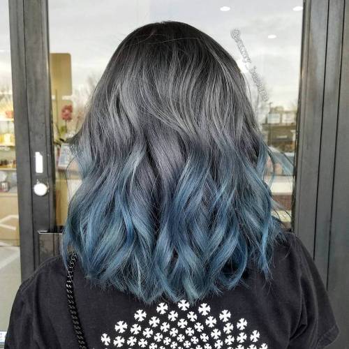 Femaleez.com warna rambut ombre Grey to blue pastel