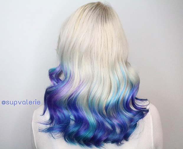 ombre rambut warna biru dan ungu