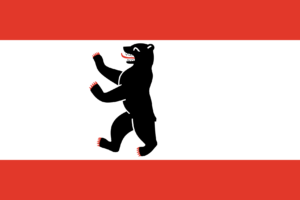 Das Stadtwappen von Berlin besteht aus einem silbernen (weißen) Schild, auf dem ein schwarzer Bär mit roter Zunge und roten Krallen abgebildet ist. Der Bär ist aufrecht stehend und mit einer Krone verziert. Der Hintergrund des Schildes kann je nach Verwendung unterschiedlich sein: Inoffiziell wird das Wappen oft auf rotem oder blauem Hintergrund präsentiert.