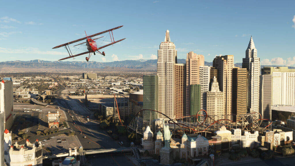 Flying over the Las Vegas Strip during the day