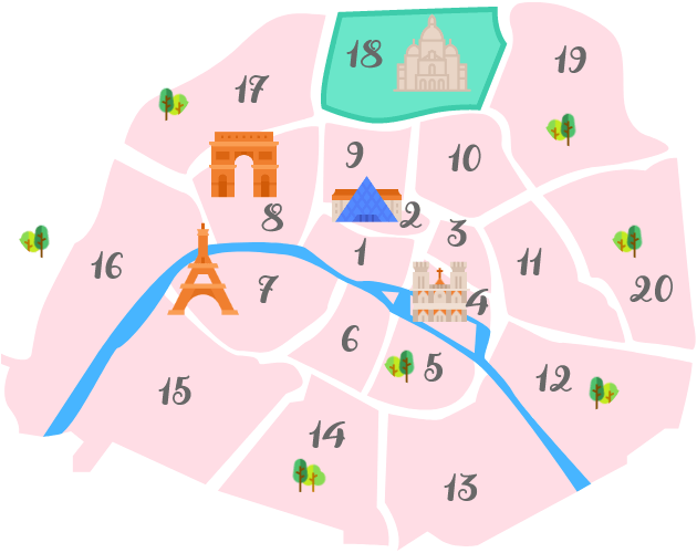 パリ18区の地図