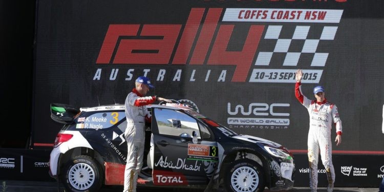 WRC RALLY AUSTRALIA  2015  - PHOTO : CITROEN RACING/AUSTRAL 03 Citroen Total Abu Dhabi WRT, Meeke Kris, Nagle Paul, DS3 WRC, podium