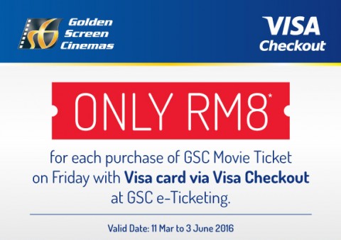 GSC – RM8 movie ticket Promotion Via Visa