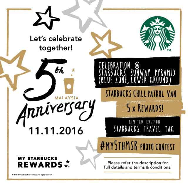 Starbucks Card 5th year Anniversary celebration 2016