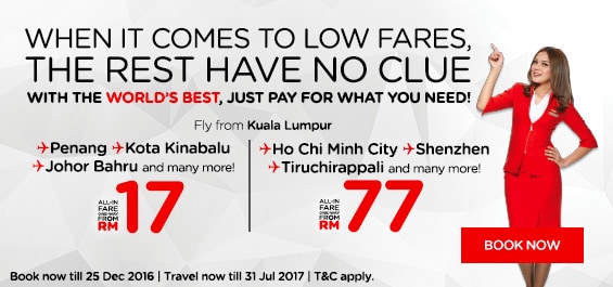 AirAsia RM17 Promotion – Year End Sales 2016/2017