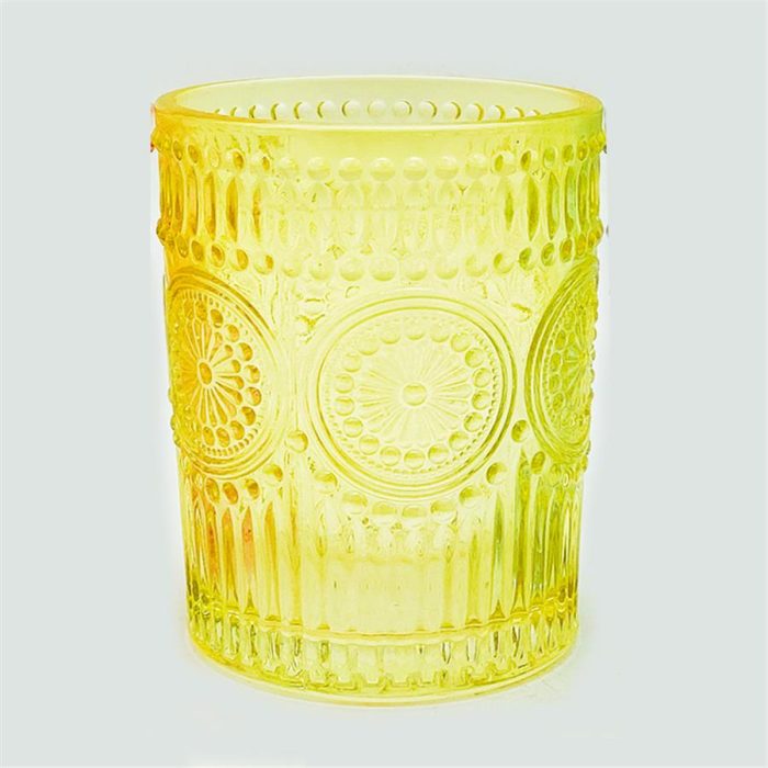 Vaso de vidrio amarillo - Galerías el Triunfo - 049072571077