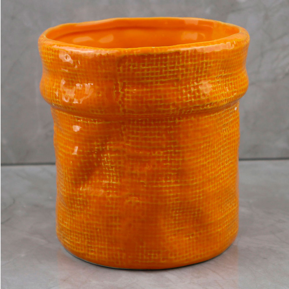 Maceta de porcelana naranja - Galerías el Triunfo - 049072578080
