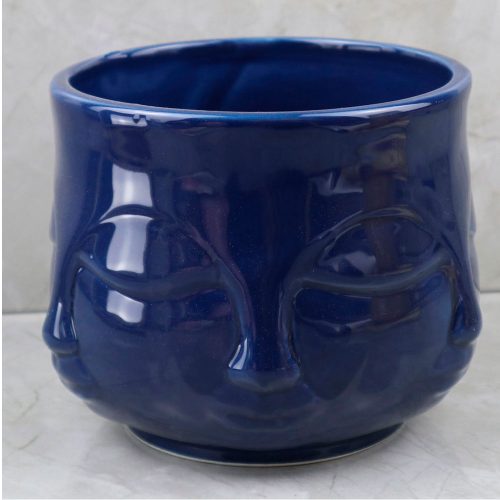 Maceta de porcelana azul - Galerías el Triunfo - 049072578091