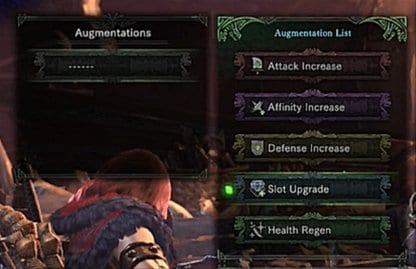 Available Weapon Augment Options