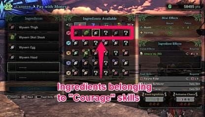 Ingredients Of The Same Row Activates Food Skill