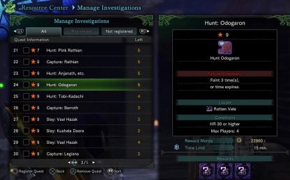 Activate Tempered Monster Investigation At Resource Center