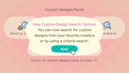New custom design search features