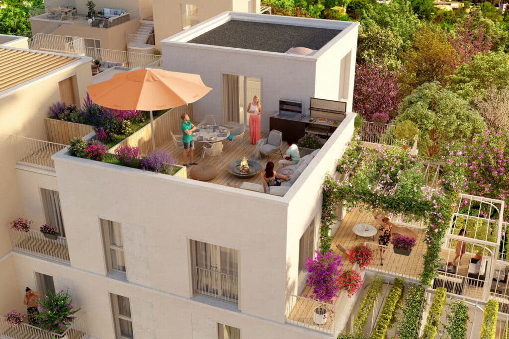Superbes terrasses et prestations pour les logements en investissement locatif à Rillieux-la-Pape