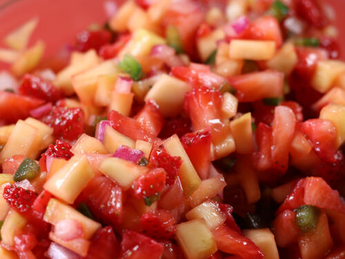 Strawberry Mango Summer Salsa closeup photo