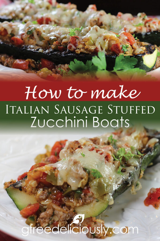 How to Make Grilled Italian Stuffed Zucchini Boats Pinterest Graphic 800x1200px