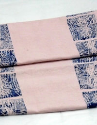 Lino Printed Serviettes, Turquoise on Pink Linen - Copy