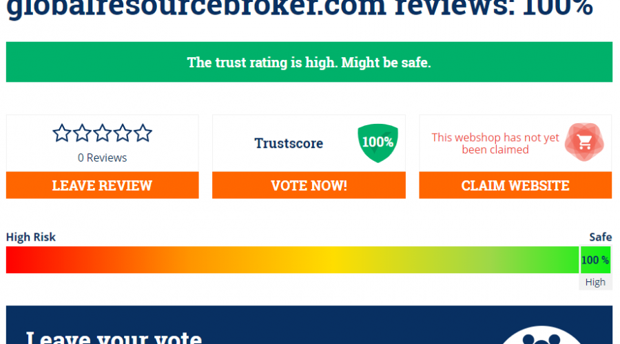 GLOBAL RESOURCE BROKER HAS BEEN ONLINE FOR 10 YRS | 100% TRUST RATING ON SCAMADVISORS