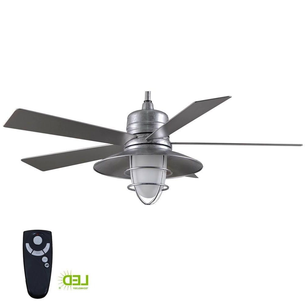 Featured Photo of Galvanized Outdoor Ceiling Fans with Light