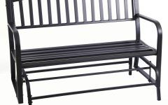 Black Outdoor Durable Steel Frame Patio Swing Glider Bench Chairs