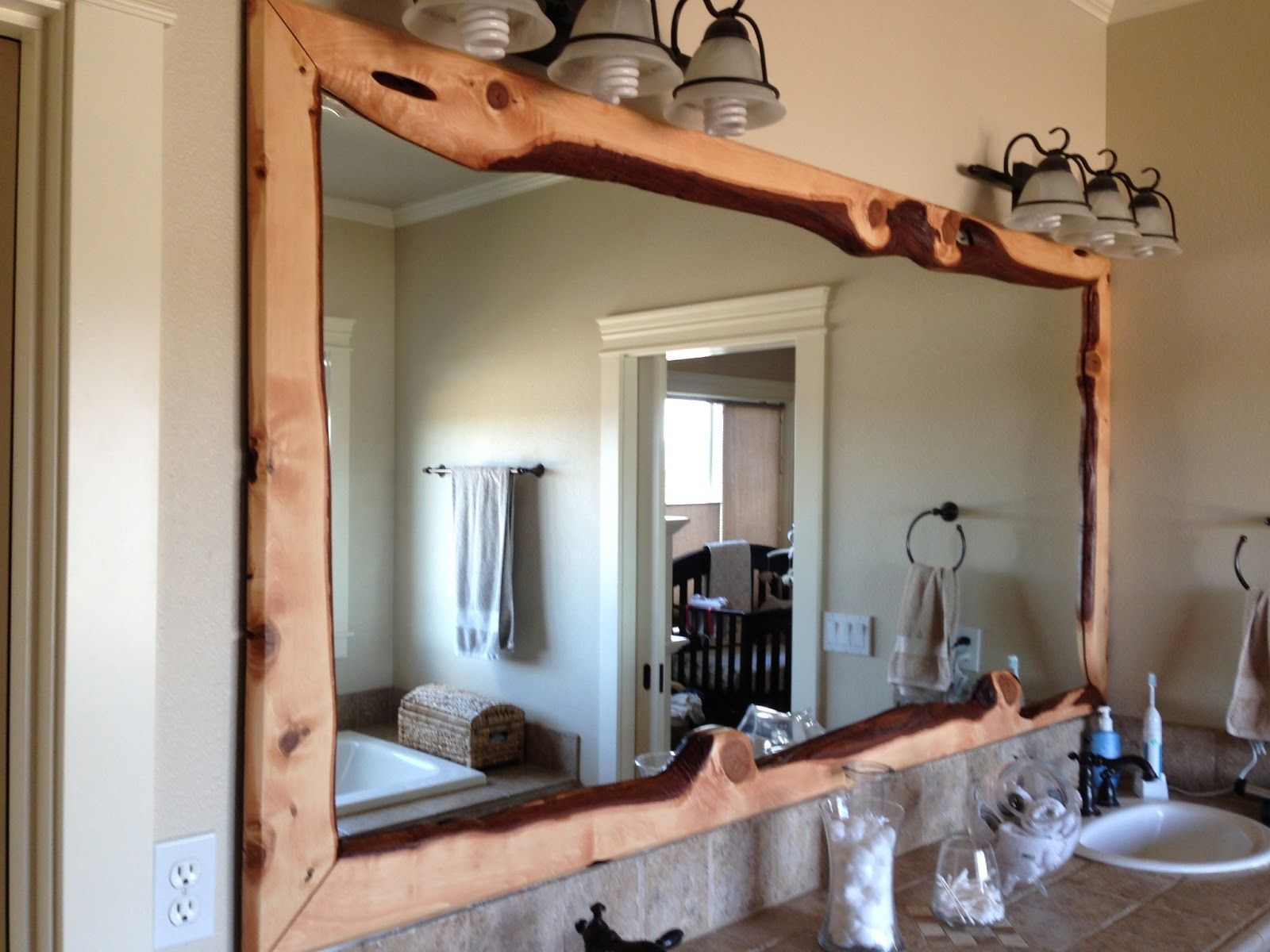 Bathroom Elegant Bathroom Decor With Large Framed Bathroom Inside Large Oak Framed Mirror (Photo 6 of 15)