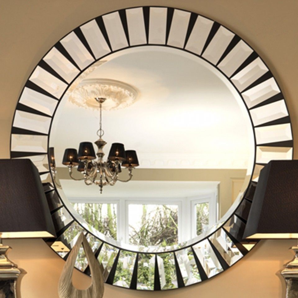 Black Orchid Luxury Quartz Round Mirror Furniture Mirrors Wall Pertaining To Round Art Deco Mirror (Photo 8 of 15)