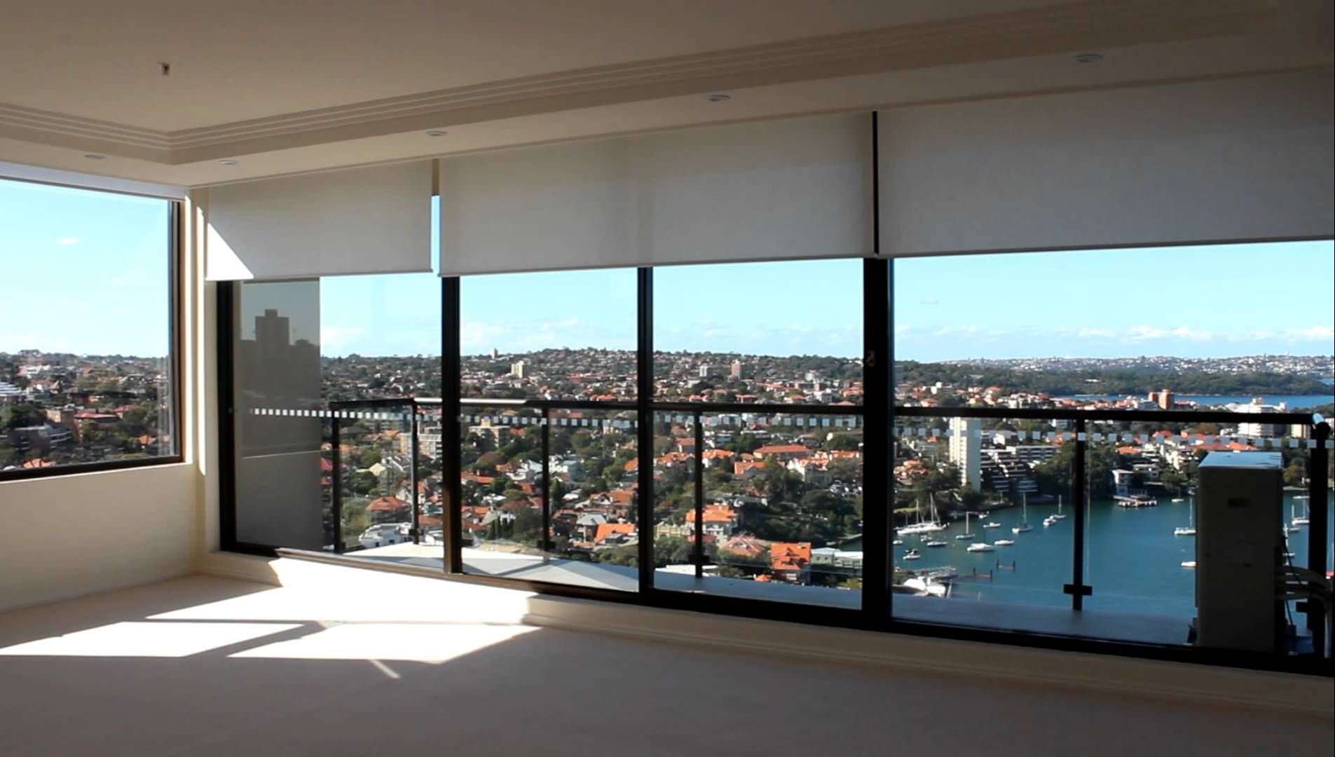 North Sydney Apartment Motorised Remote Control Roller Blinds Within Luxury Roman Blinds (Photo 15 of 15)
