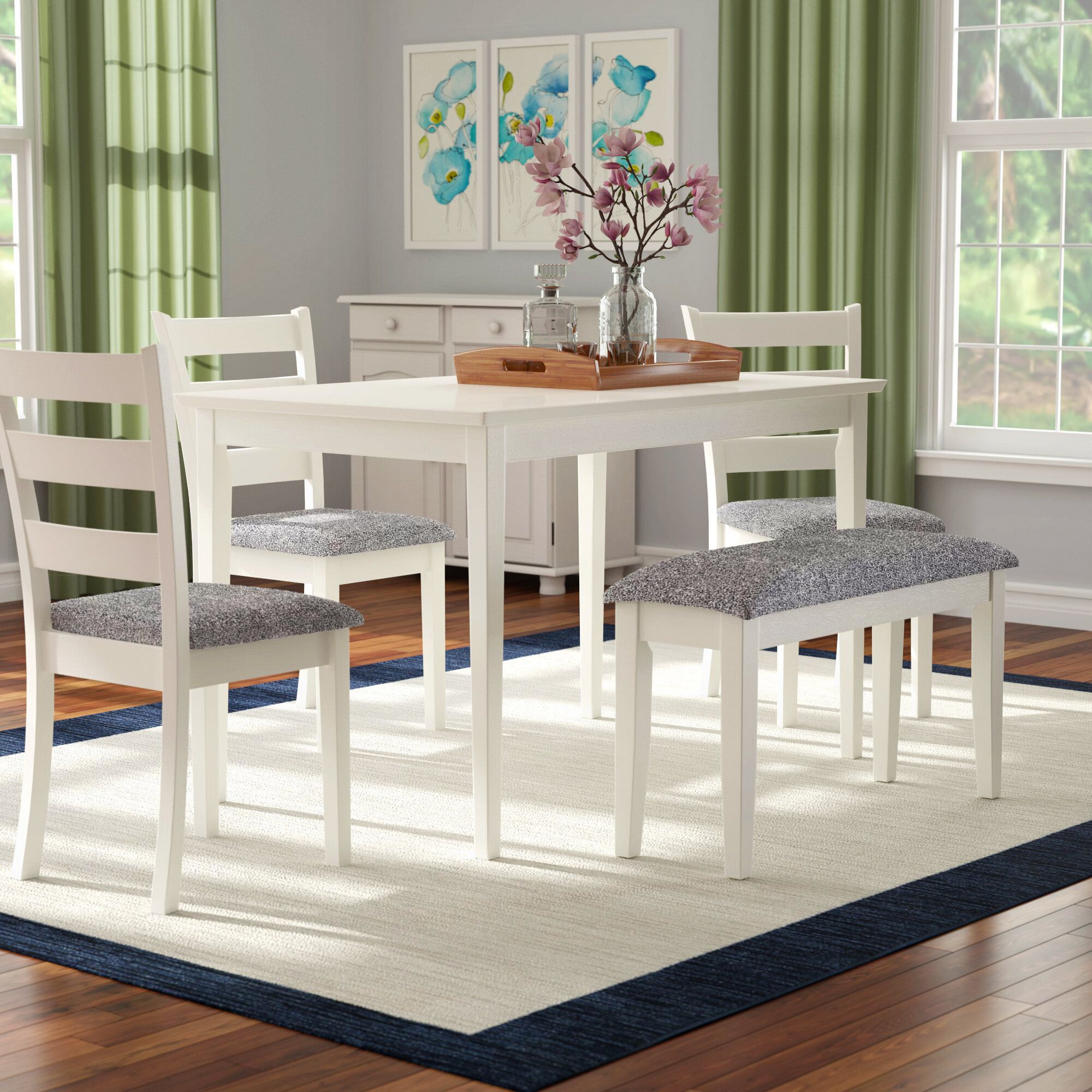 Emmie 5 Piece Dining Set Intended For Current Yedinak 5 Piece Solid Wood Dining Sets (Photo 12 of 20)