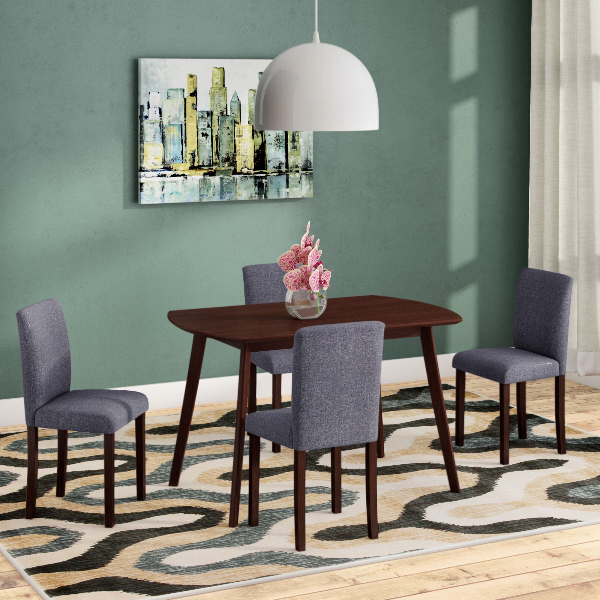 Errico 5 Piece Solid Wood Dining Set Pertaining To Recent Tejeda 5 Piece Dining Sets (Photo 12 of 20)